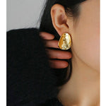 18K Gold-plated Handmade Hammered Texture Earrings - floysun