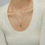 18K Gold Rhodochrosite Clavicle Chain Necklace - floysun