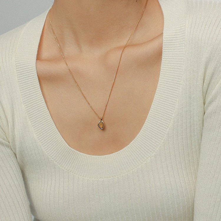 18K Gold Rhodochrosite Clavicle Chain Necklace - floysun