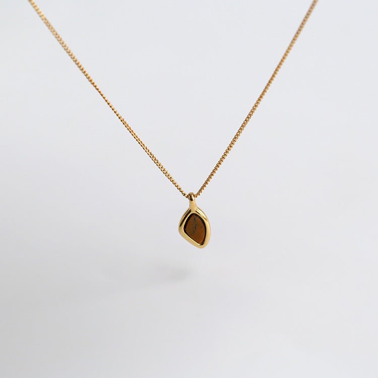 18K Gold Rhodochrosite Clavicle Chain Necklace - floysun