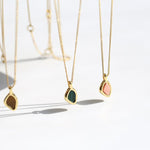 18K Gold Rhodochrosite Clavicle Chain Necklace - floysun