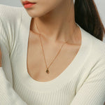 18K Gold Rhodochrosite Clavicle Chain Necklace - floysun