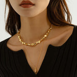 18K Gold Rhodochrosite Clavicle Chain Necklace - floysun