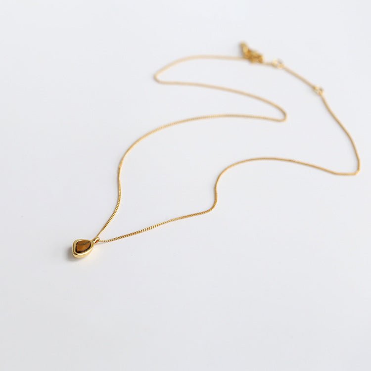 18K Gold Rhodochrosite Clavicle Chain Necklace - floysun