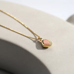 18K Gold Rhodochrosite Clavicle Chain Necklace - floysun