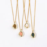 18K Gold Rhodochrosite Clavicle Chain Necklace - floysun