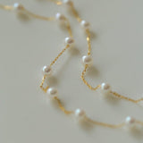 18k Pure Gold Starry Freshwater Baby Pearl Necklace - floysun