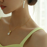 Shell Gradually Changed Long Pearl Earrings