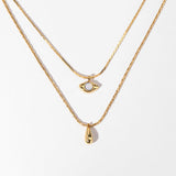 Opal Eye Drop Double Layer Necklace