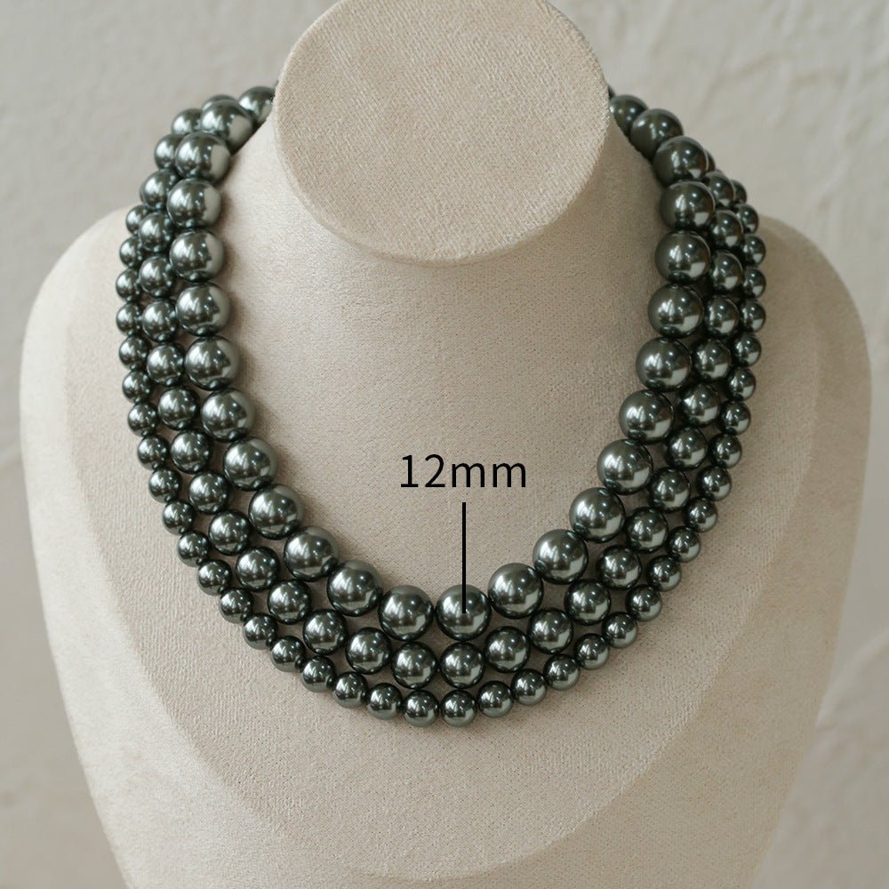 2/3/4/6/8/10/12mm Artificial Black Pearl Necklace - floysun