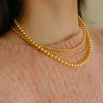 2/3/4/6/8/10/12mm Gold Beads Pearl Necklace - floysun