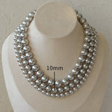 2/3/4/6/8/10/12mm Gray Beads Pearl Necklace - floysun
