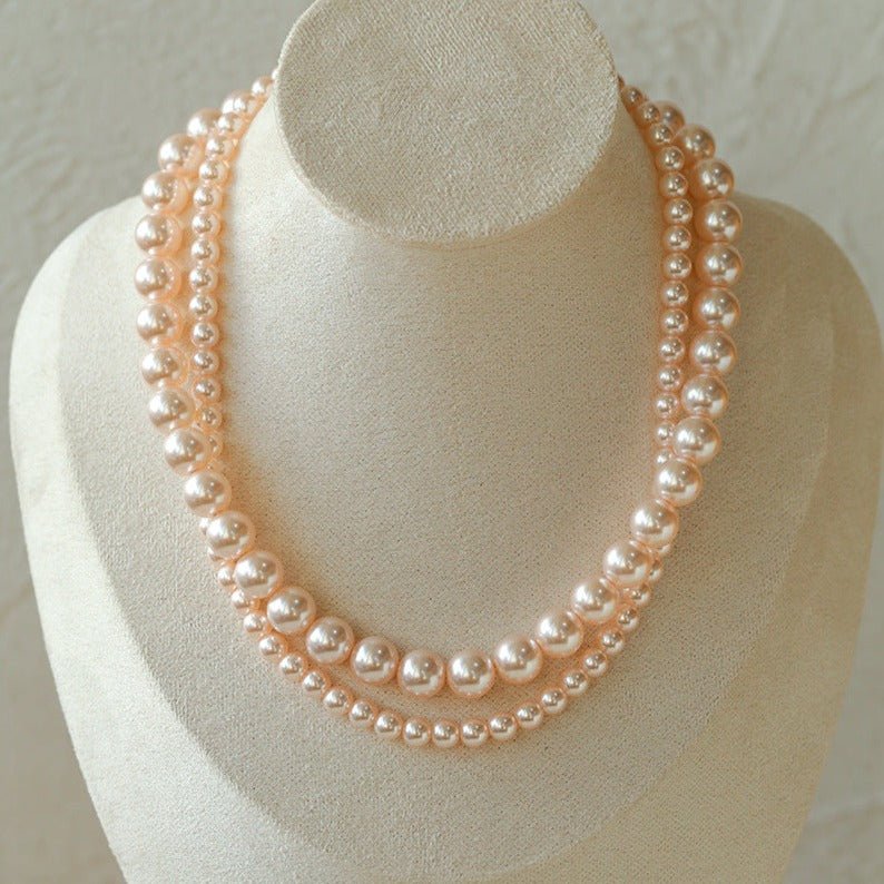 2/3/4/6/8/10/12mm Pink Beads Pearl Necklace - floysun