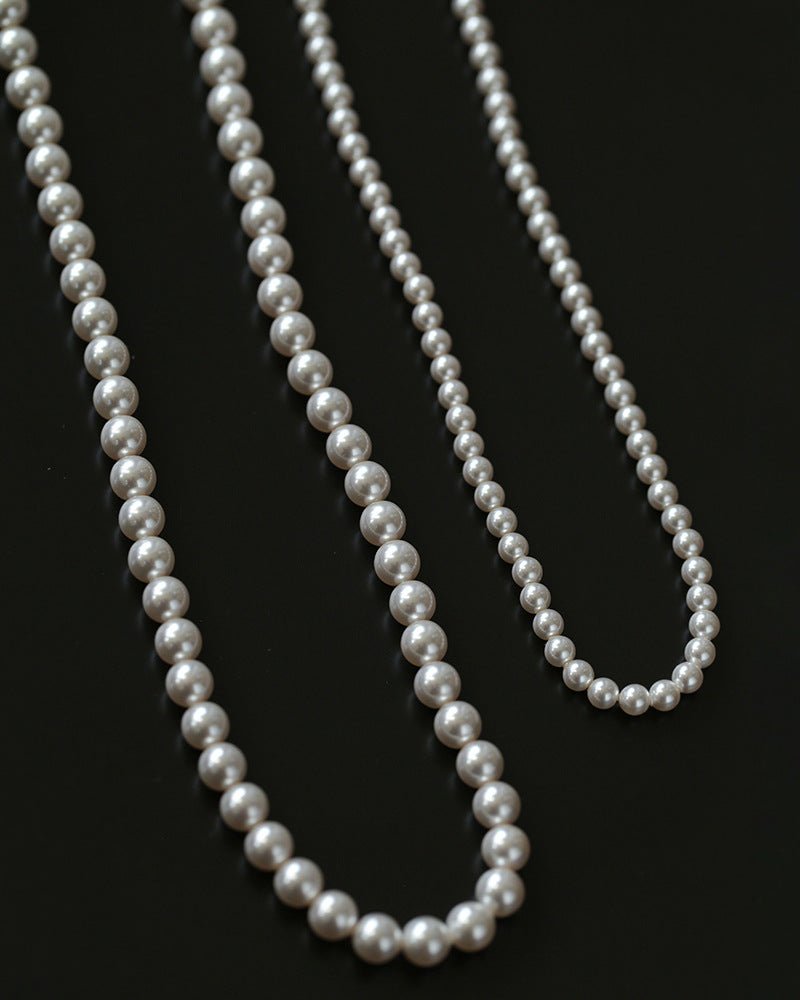 4mm 6mm Round Swarovski Pearl Long Necklace - floysun