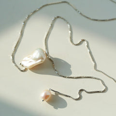 925 Silver Baroque Y-shaped Necklace - floysun