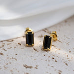 925 Silver Black Square Crystal Stud Earrings - floysun
