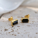 925 Silver Black Square Crystal Stud Earrings - floysun