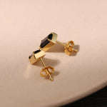 925 Silver Black Square Crystal Stud Earrings - floysun