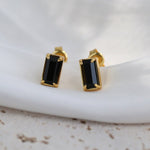 925 Silver Black Square Crystal Stud Earrings - floysun