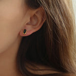 925 Silver Black Square Crystal Stud Earrings - floysun