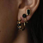 925 Silver Black Square Crystal Stud Earrings - floysun