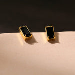 925 Silver Black Square Crystal Stud Earrings - floysun