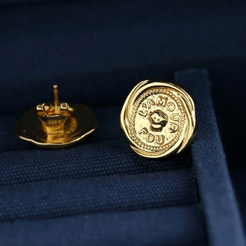 925 Silver English Relief Coin Earrings - floysun