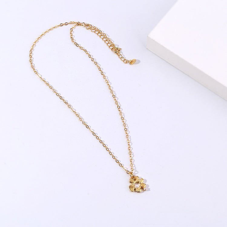 925 Silver Flower Pearl Necklace - floysun