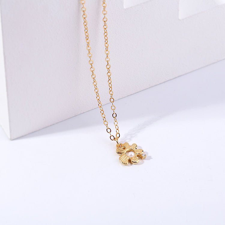925 Silver Flower Pearl Necklace - floysun