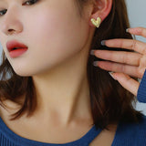 925 Silver Frosted Irregular Heart Small Earrings - floysun