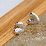 925 Silver Frosted Irregular Heart Small Earrings - floysun