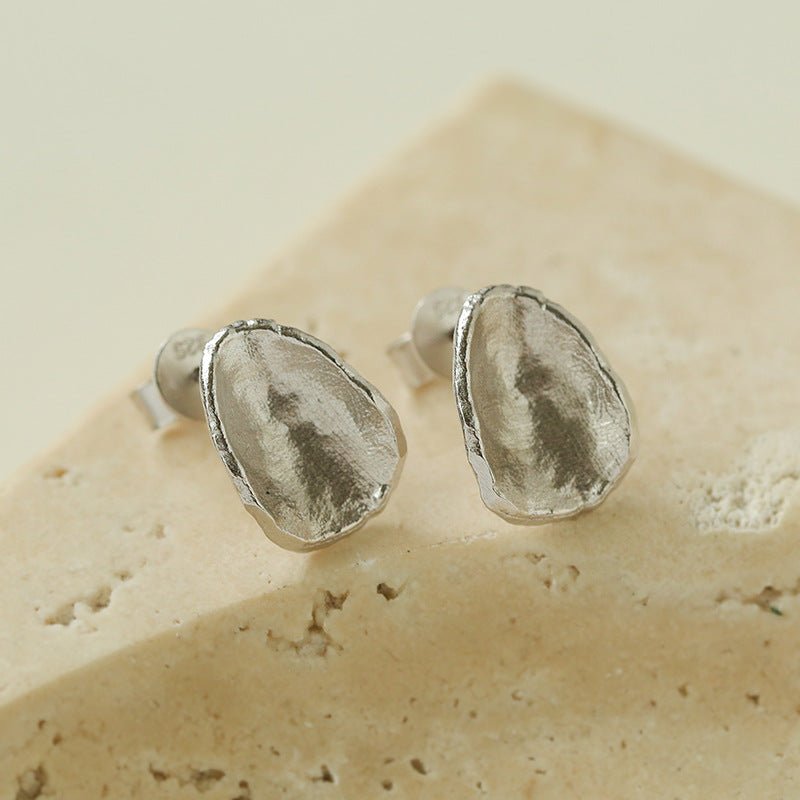 925 Silver Handmade Hammered Texture Earrings - floysun