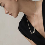 925 Silver Horn Black Onyx Long Necklace - floysun