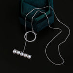 925 Silver Ot Buckle Pearl Balance Beam Necklace - floysun