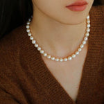 925 Silver Pea Buckle Wrinkled Baroque Pearl Necklace - floysun