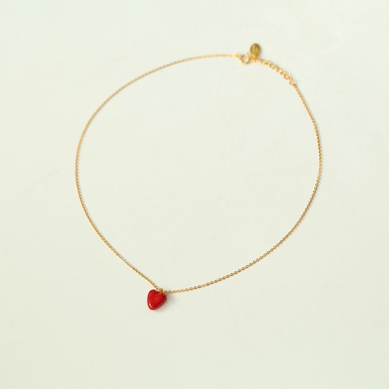 925 Silver Red Enamel Necklaces Love - floysun