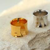 925 Silver Simple Glossy Wide Open Ring - floysun