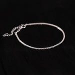 925 Silver Simple Sparkling Plain Chain Bracelet - floysun