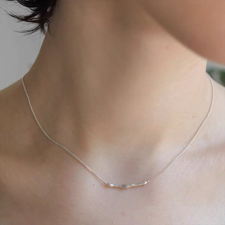 925 Sterling Silve Metal Toothpick Necklace - floysun