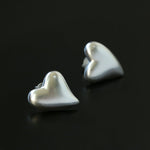 925 Sterling Silver Frosted Love Earrings - floysun