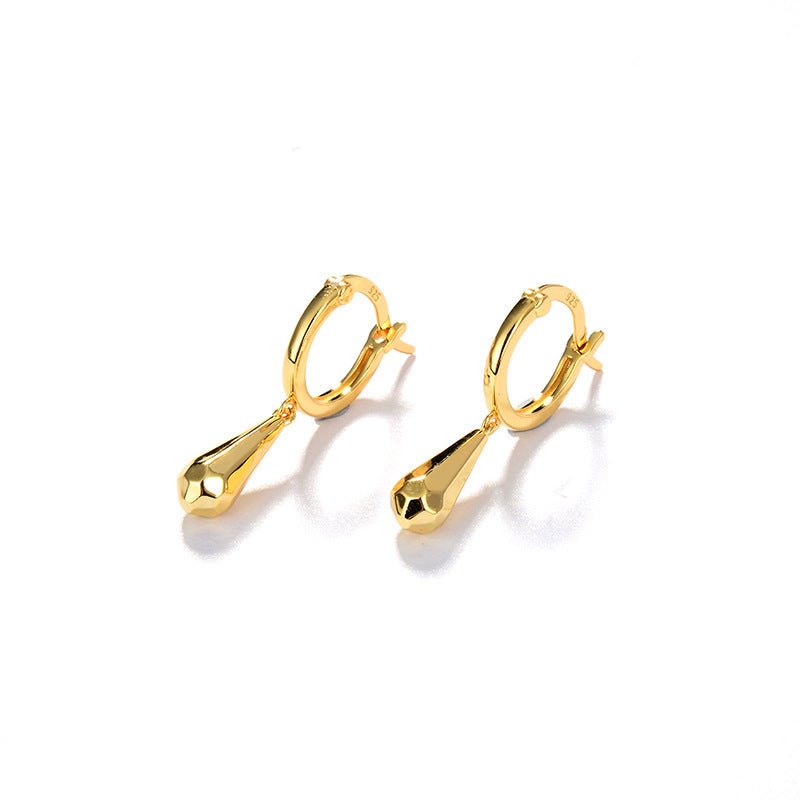 925 Sterling Silver Golden Drop Earrings - floysun