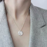 925 Sterling Silver Layered Round Pendant Necklace - floysun