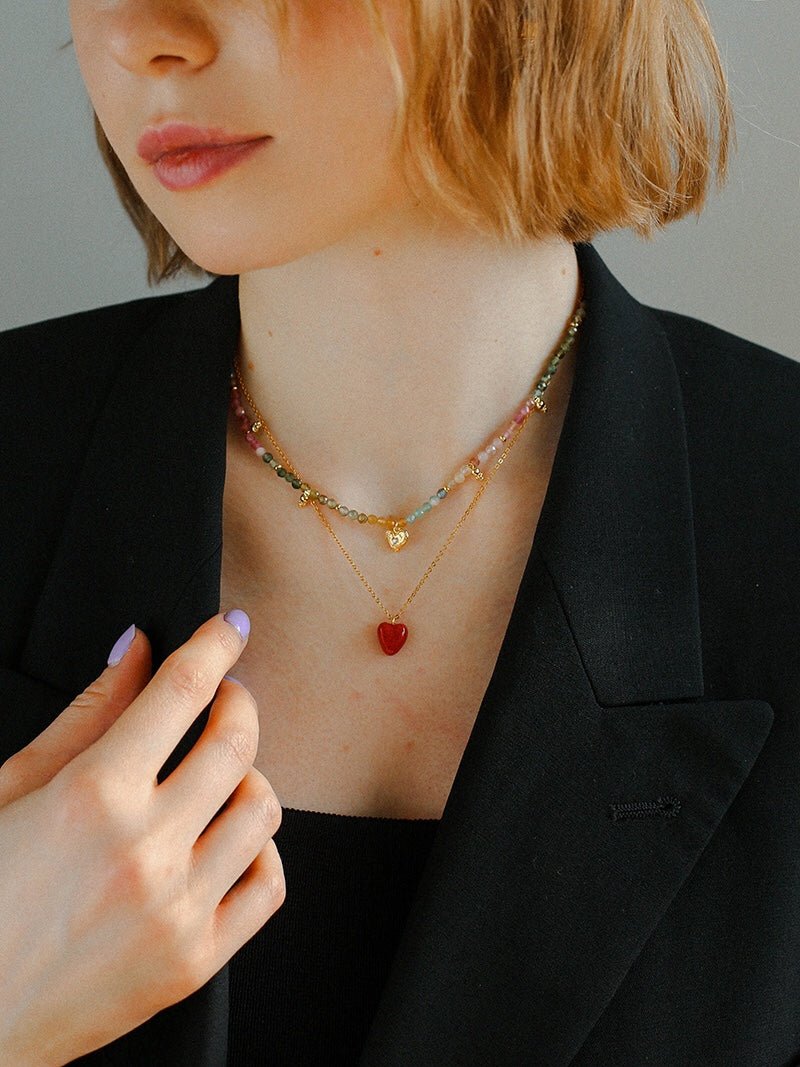 925 Sterling Silver Multi-Gemstone Necklace - floysun