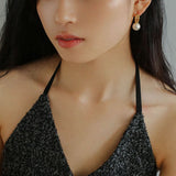 Simple Artificial Pearl Black Agate Earrings