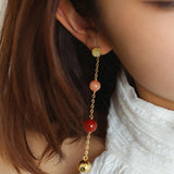 Colored Stone Fringed Earrings