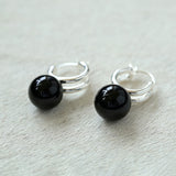 Simple Artificial Pearl Black Agate Earrings