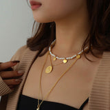 Rice Bead Circle Pearl Necklace