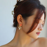Cupid Angel Stud Portrait Pearl Drop Earrings