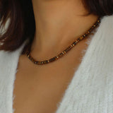 Trendy Tiger Eye Stone Beaded Necklace