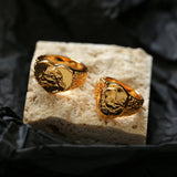 Carved Heart-shaped Lioness Ring